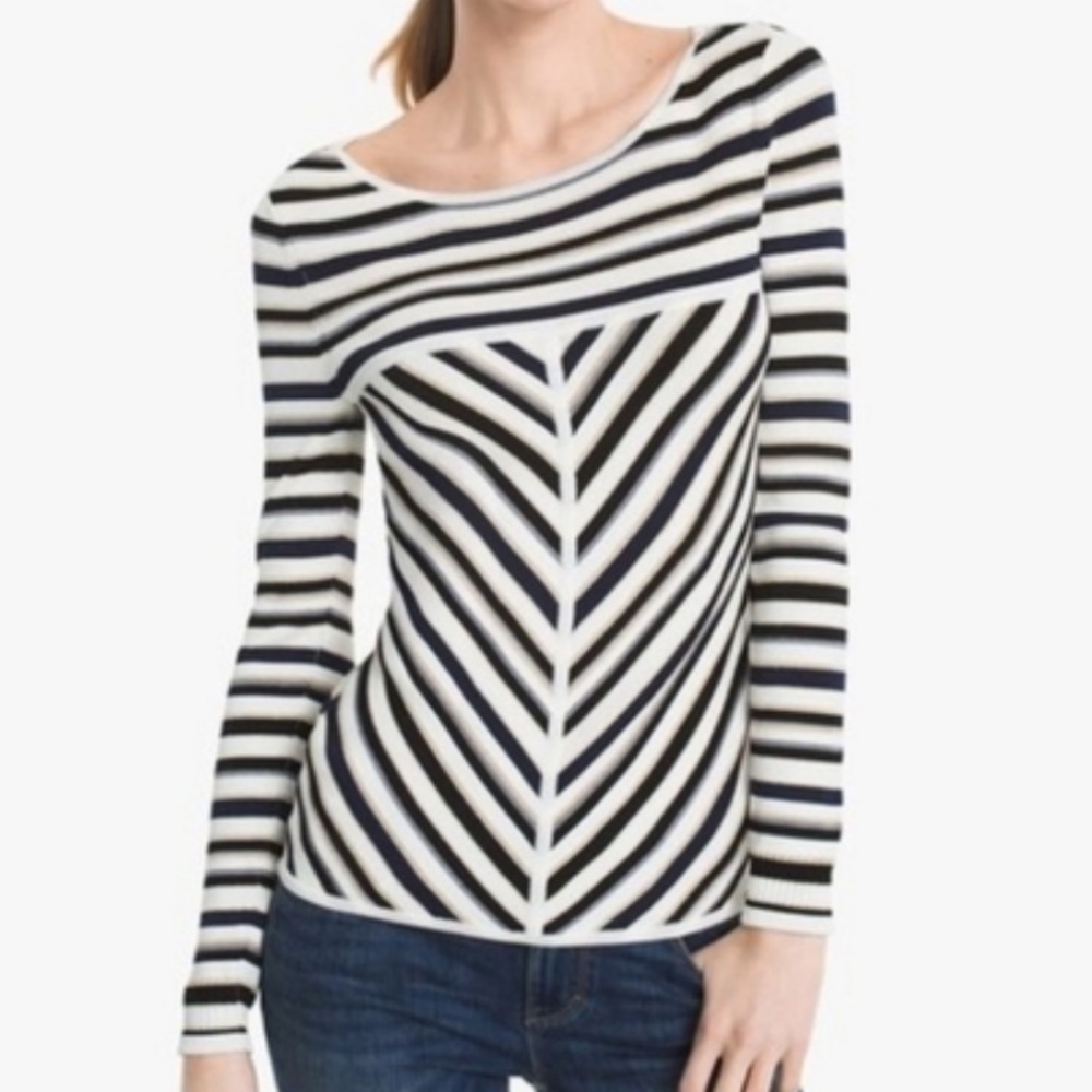 WHITE HOUSE BLACK MARKET SIZE:  XSMALL STRIPE SWEATER